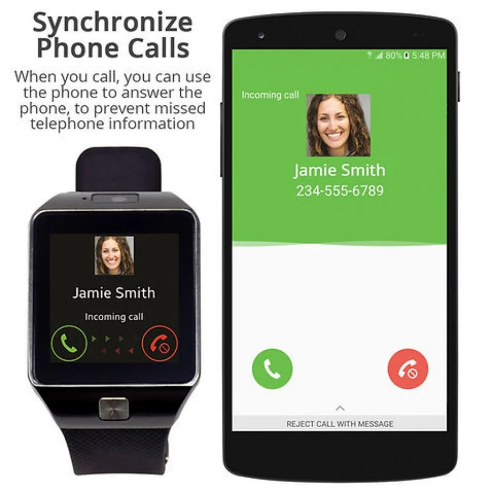 Veme Bluetooth Smart Watch with Camera for IOS and Andriod (Silver Frame/Black )